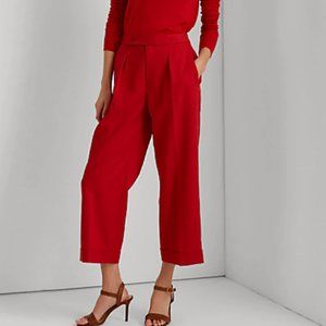 NWT Lauren Ralph Lauren Crepe Pleated Ankle Pants Lipstick Red 6
